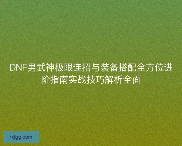 DNF男武神极限连招与装备搭配全方位进阶指南实战技巧解析全面