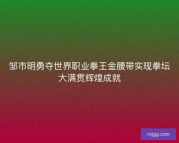 邹市明勇夺世界职业拳王金腰带实现拳坛大满贯辉煌成就 邹市明勇夺世界职业拳王金腰带实现拳坛大满贯辉煌成就